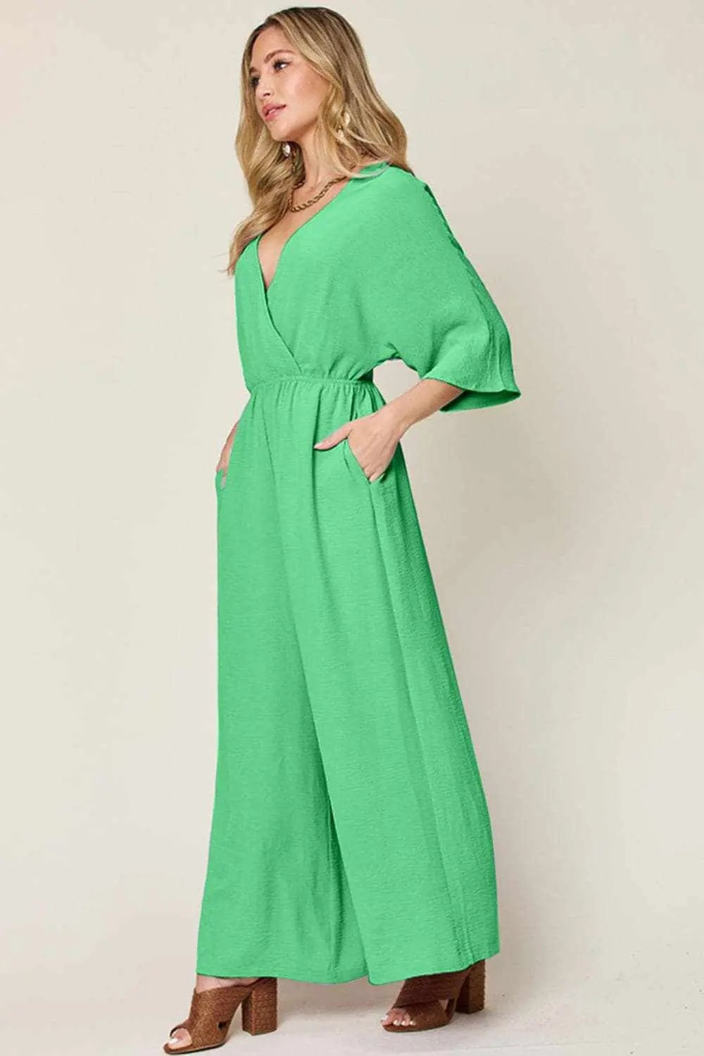 Chic surplice wide leg jumpsuit - Love Salve